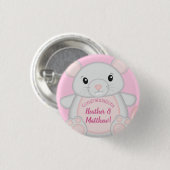 Maus Mäuse Baby Dusche Rosa Button (Vorne & Hinten)