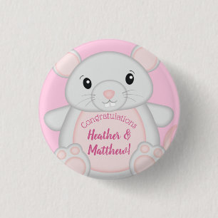 Maus Mäuse Baby Dusche Rosa Button