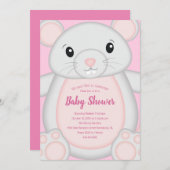 Maus Mäuse Baby Dusche Rosa Einladung (Vorne/Hinten)