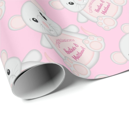 Maus Mäuse Baby Dusche Rosa Geschenkpapier (Rolleneckpunkt)