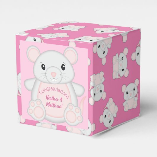 Maus Mäuse Baby Dusche Rosa Geschenkschachtel (Vorderseite)