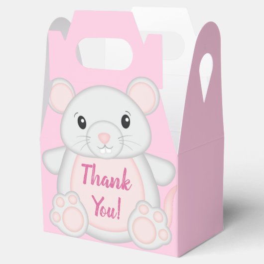 Maus Mäuse Baby Dusche Rosa Geschenkschachtel (Geöffnet)