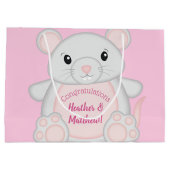 Maus Mäuse Baby Dusche Rosa Große Geschenktüte (Rückseite)