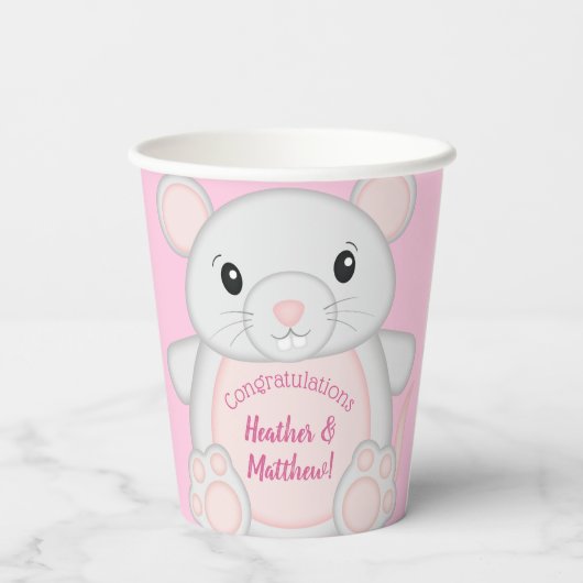 Maus Mäuse Baby Dusche Rosa Pappbecher (Rückseite)