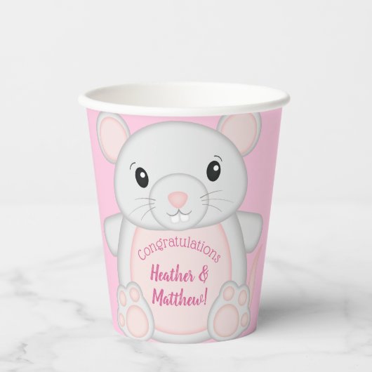 Maus Mäuse Baby Dusche Rosa Pappbecher (Vorderseite)