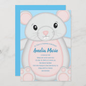 Maus Mäuse Geburtstag Party Blue Einladung (Vorne/Hinten)