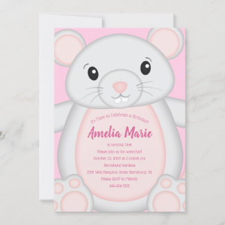 Maus Mäuse Geburtstagsparty Pink Einladung