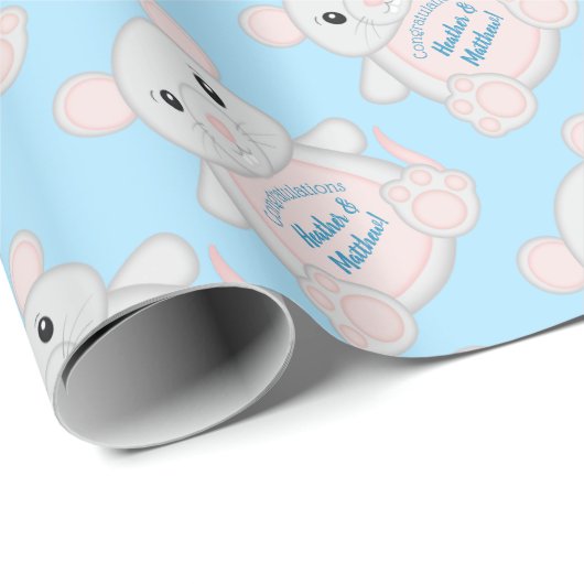 Maus Mice Baby Dusche Blue Geschenkpapier (Rolleneckpunkt)