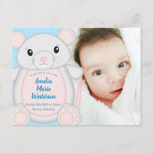 Maus Mice Baby Dusche Blue Postkarte