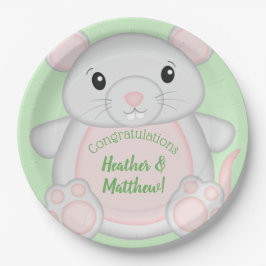 Maus Mice Baby Dusche Grün Pappteller