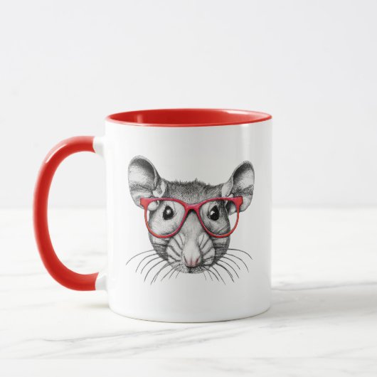 Maus mit Brille, Mäuse Liebhaber Tasse (Links)