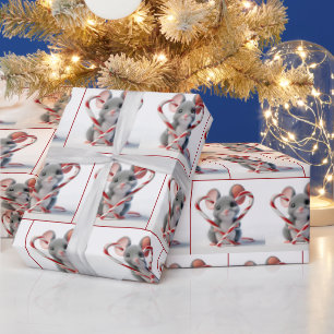 Maus mit Candy Cane Herz Geschenkpapier