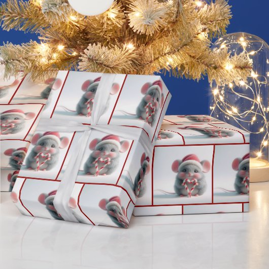 Maus mit Candy Cane Herz Geschenkpapier (Feiertage)