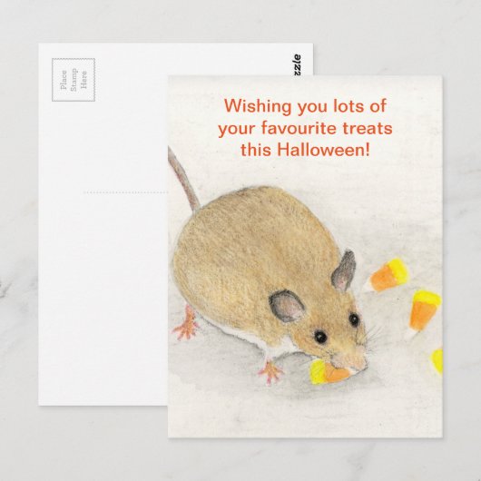 Maus mit Candy Corns Postkarte (Vorne/Hinten)