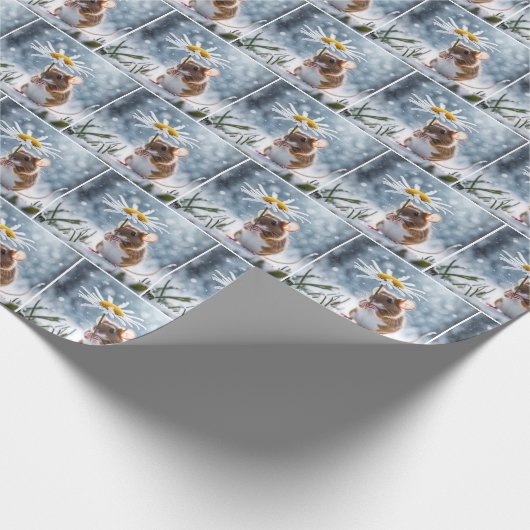 Maus mit Dämmerung im Schnee Geschenkpapier (Ecke)