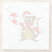 Maus mit einem Weihnachtskandinken Glasuntersetzer (Rückseite)