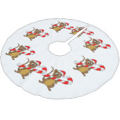 Maus mit einem Weihnachtskandinken Polyester Weihnachtsbaumdecke (Schrägansicht)