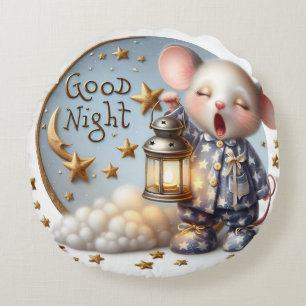 Maus mit einer Laterne, Sammlung von Natasha Us Rundes Kissen