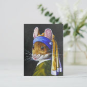 Maus mit einer Perle, die Parody-Wasserfarbenkunst Postkarte (Stehend Vorderseite)