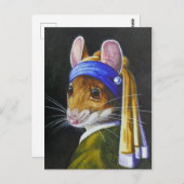 Maus mit einer Perle, die Parody-Wasserfarbenkunst Postkarte (Vorne/Hinten)