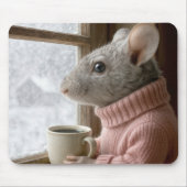 Maus mit einer Tasse Kaffee Mousepad (Vorne)