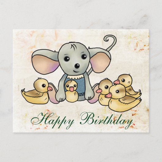 Maus mit Entchen Postkarte (Vorderseite)