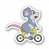 Maus mit Fahrrad Aufkleber (Vorderseite)