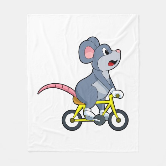 Maus mit Fahrrad Fleecedecke (Vorderseite)