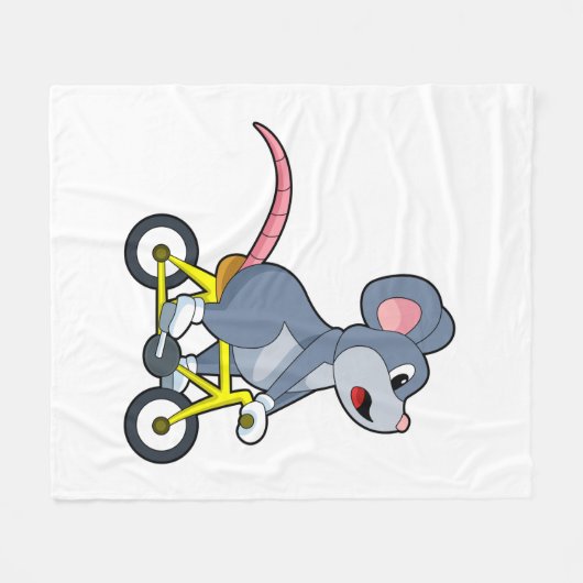 Maus mit Fahrrad Fleecedecke (Vorderseite (Horizontal))