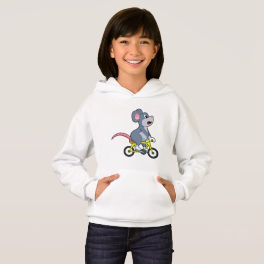 Maus mit Fahrrad Hoodie (Vorne ganz)