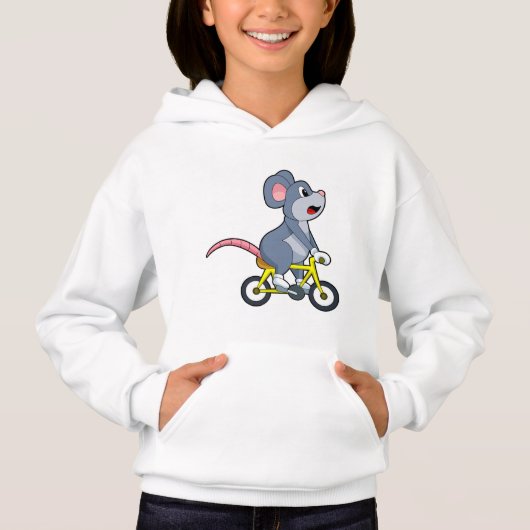 Maus mit Fahrrad Hoodie (Vorderseite)