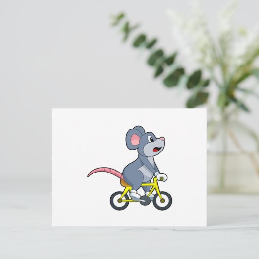 Maus mit Fahrrad Postkarte (Stehend Vorderseite)