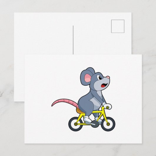 Maus mit Fahrrad Postkarte (Vorne/Hinten)