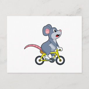 Maus mit Fahrrad Postkarte
