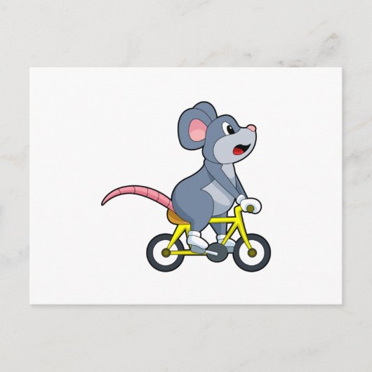 Maus mit Fahrrad Postkarte (Vorderseite)