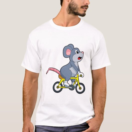 Maus mit Fahrrad T-Shirt (Vorderseite)