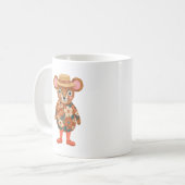 Maus mit floralem Strohhut Becher Kaffeetasse (Vorderseite Links)