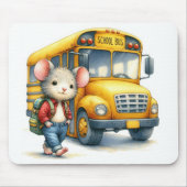 Maus mit gelbem Schulbus Mousepad (Vorne)