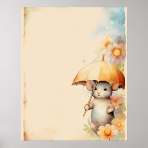 Maus mit gelbem Untergrund Poster