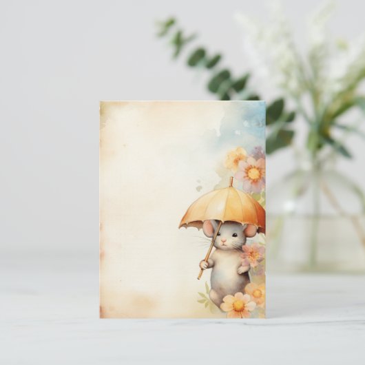 Maus mit gelbem Untergrund Postkarte (Stehend Vorderseite)