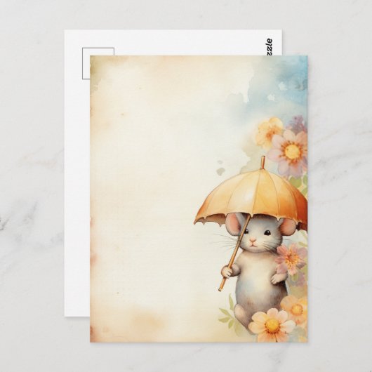 Maus mit gelbem Untergrund Postkarte (Vorne/Hinten)