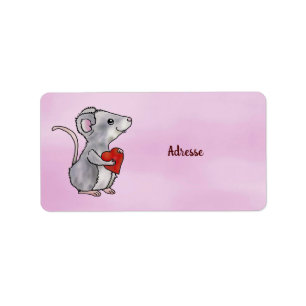 Maus mit Herz  Adressaufkleber