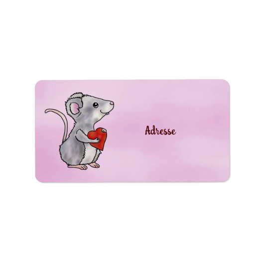 Maus mit Herz Adressaufkleber (Vorne)