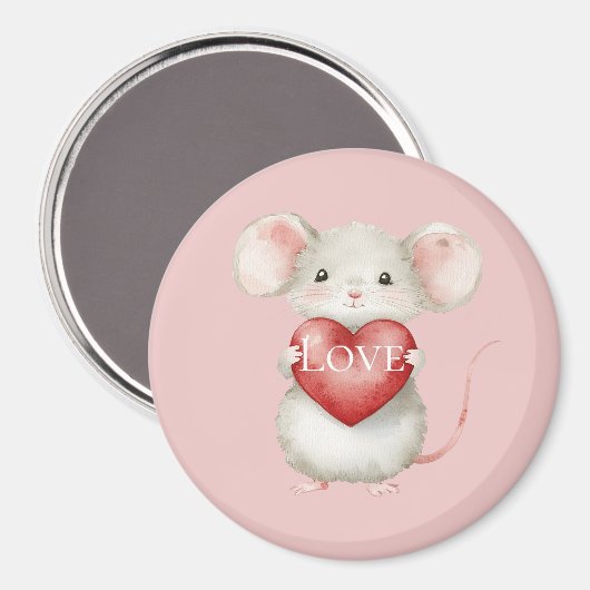 Maus mit Herz-Liebe Magnet (Vorderseite/Rückseite)