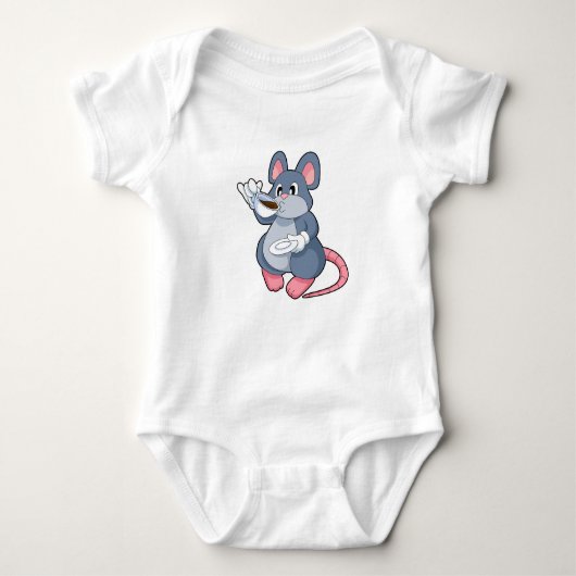 Maus mit Kaffee-Cup Baby Strampler (Vorderseite)