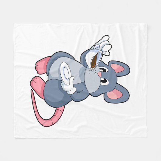 Maus mit Kaffee-Cup Fleecedecke (Vorderseite (Horizontal))