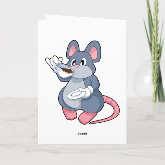 Maus mit Kaffee-Cup Karte (Rückseite)
