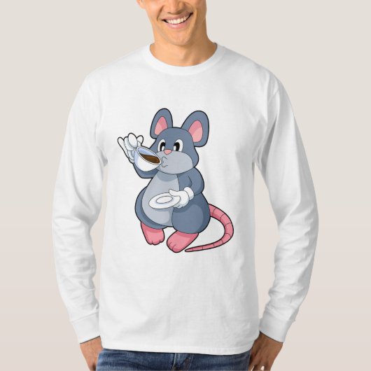 Maus mit Kaffee-Cup T-Shirt (Vorderseite)