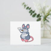 Maus mit Kaffeetasse Postkarte (Stehend Vorderseite)