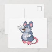 Maus mit Kaffeetasse Postkarte (Vorne/Hinten)
